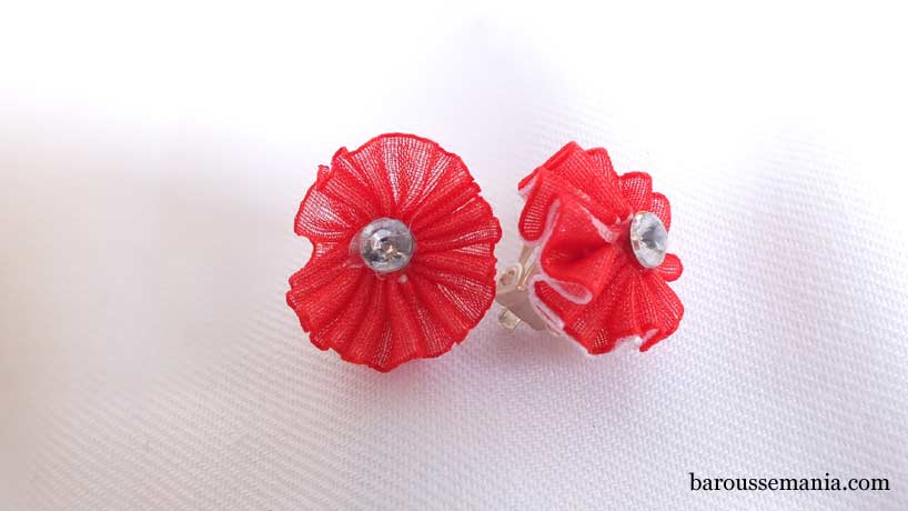 Boucles d'oreille Ã  clip Fleur rouge BOC04